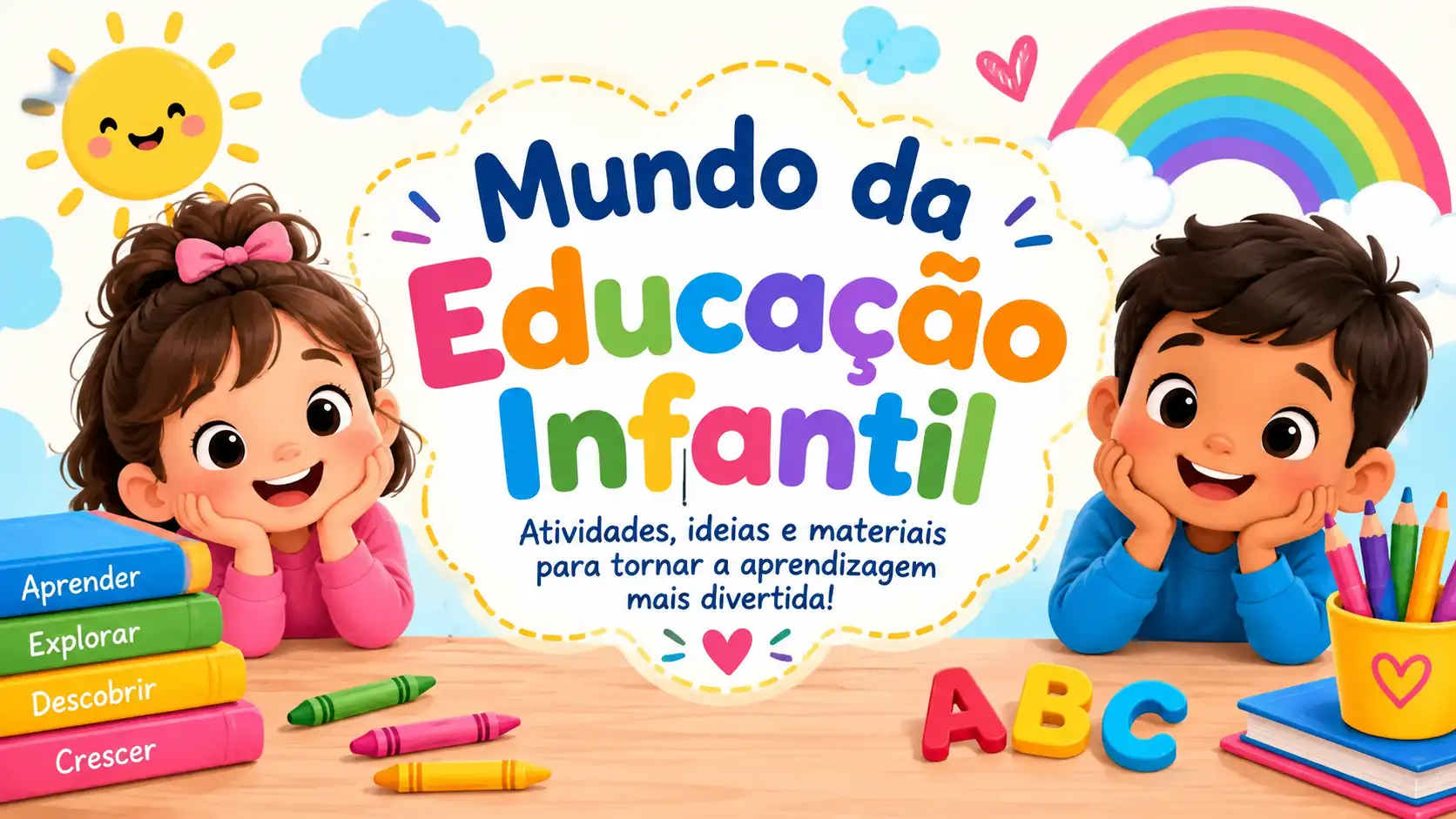 Professora realizando atividades educativas com crianças na Educação Infantil